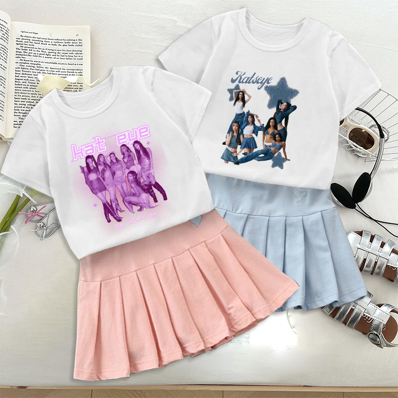 Street Fashion Tshirt - Fashion K POP K-KATSEYE T-shirt Pleated