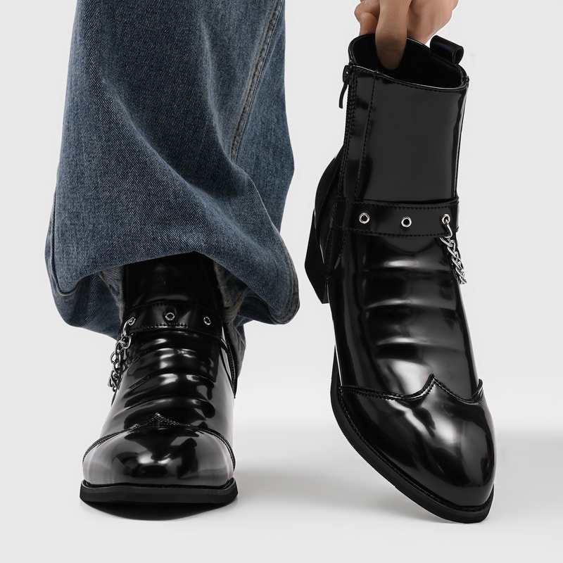 Street Fashion High End - Popular Men Chain Chelsea Boots with