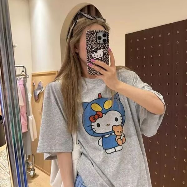 Street Fashion Tshirt - Short Sleeved Hello Kitty Printed T-Shirt