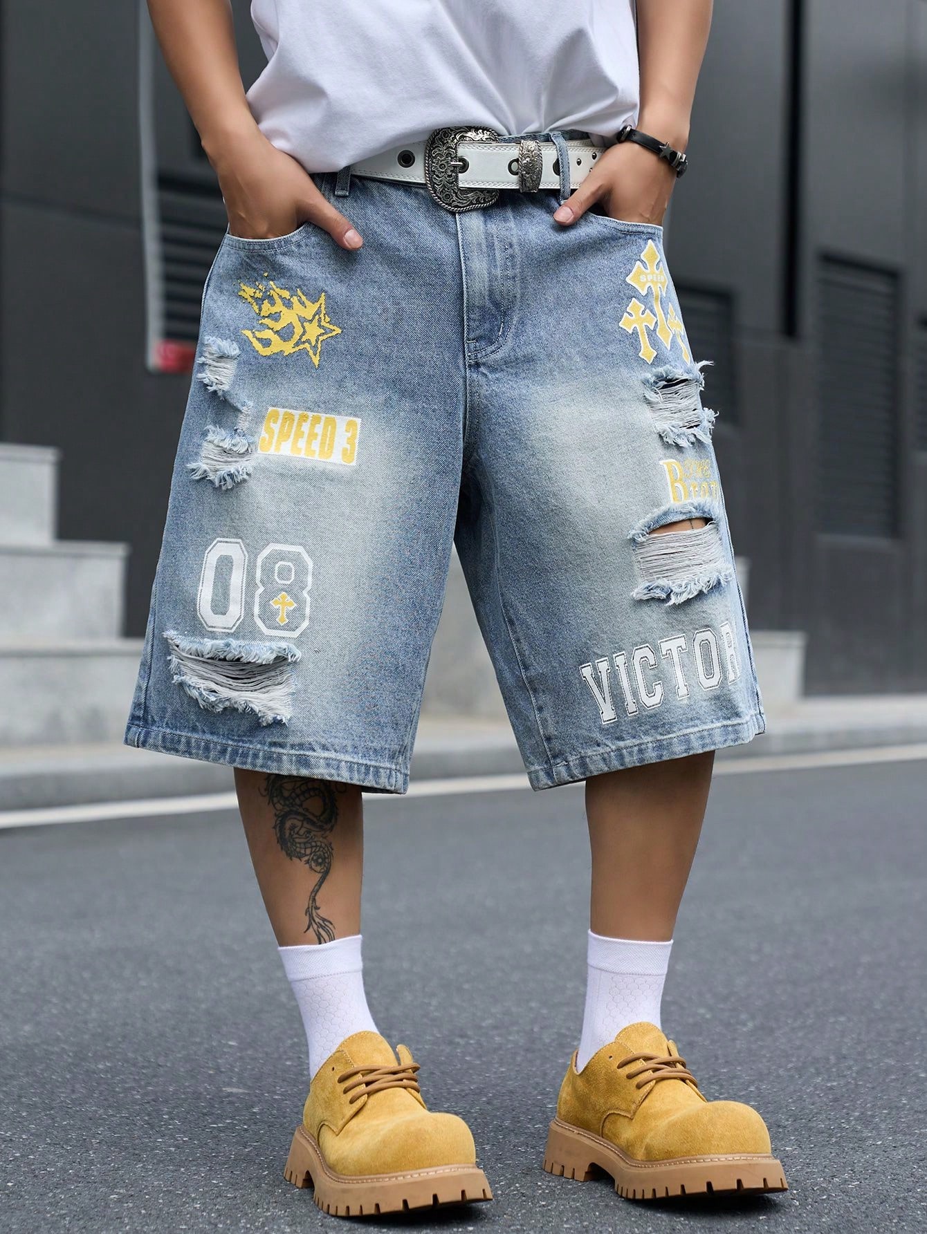 Street Fashion Jeans - Men's Loose Fit Denim Bermuda Shorts,