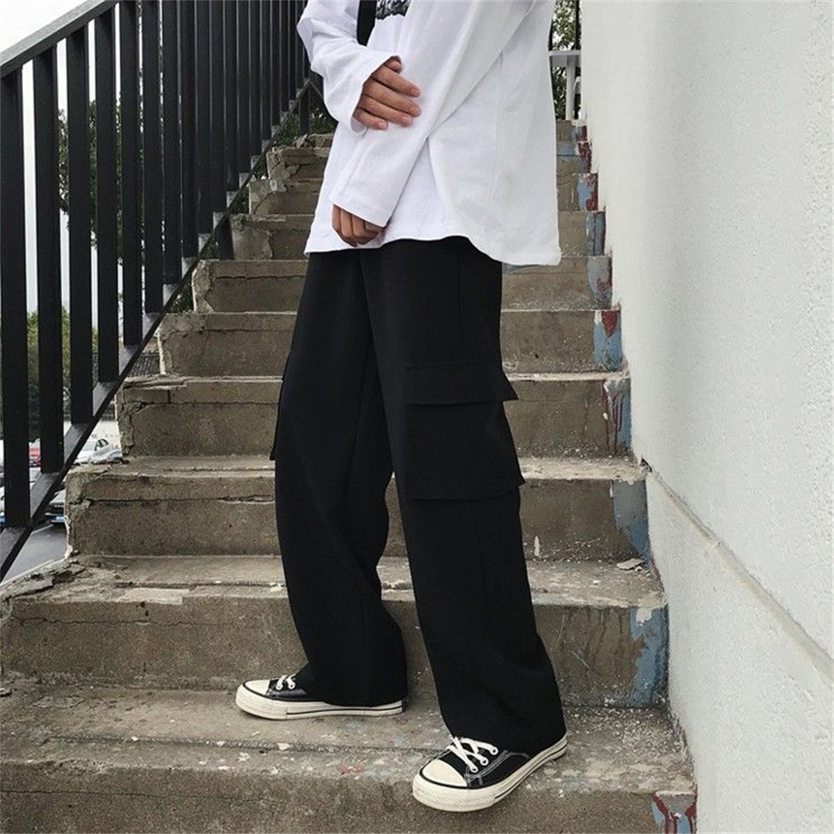 Black Men's Hip Hop Cargo Pant - Techwear Pants Tactical ulasan dan harga