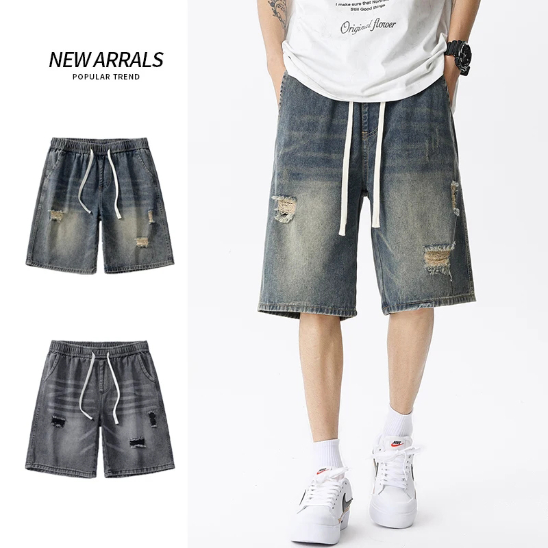 Summer Thin Denim Shorts Men's - Street Fashion Jeans ulasan dan harga