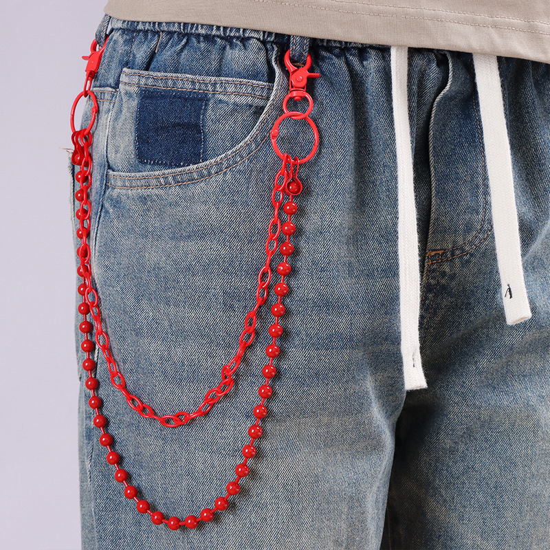Bright Red Beaded Multi‑Layer  - Street Fashion Girls ulasan dan harga