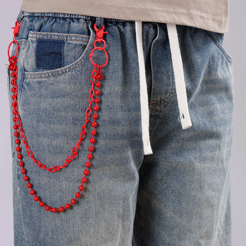 Bright Red Beaded Multi‑Layer  - Street Fashion Girls ulasan dan harga