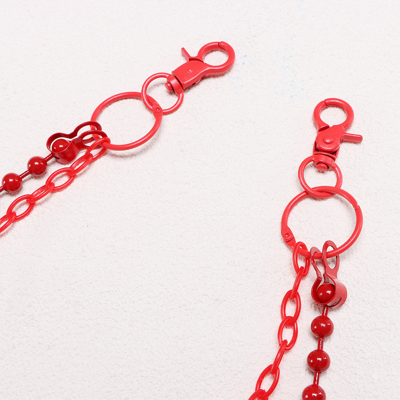 Bright Red Beaded Multi‑Layer  - Street Fashion Girls ulasan dan harga