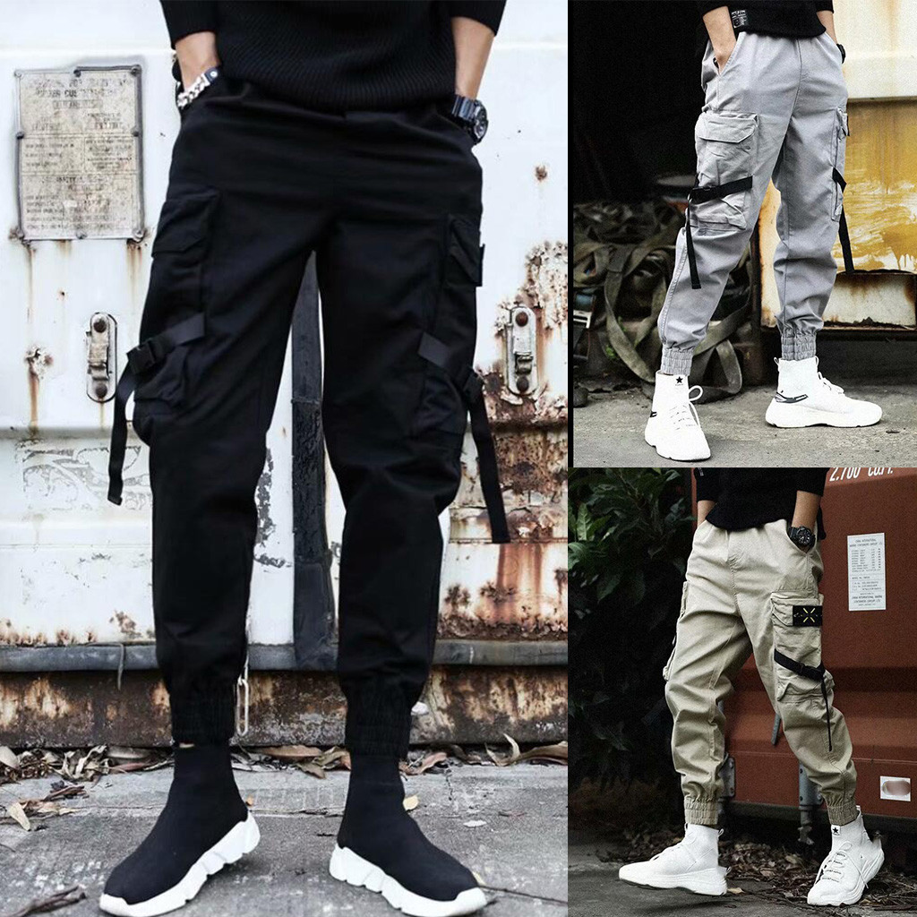 Loose Fit Cargo Pants Men Stre - Techwear Pants Tactical ulasan dan harga