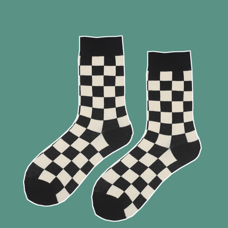 Women's Socks Black Checkerboa - Street Fashion Youtube ulasan dan harga