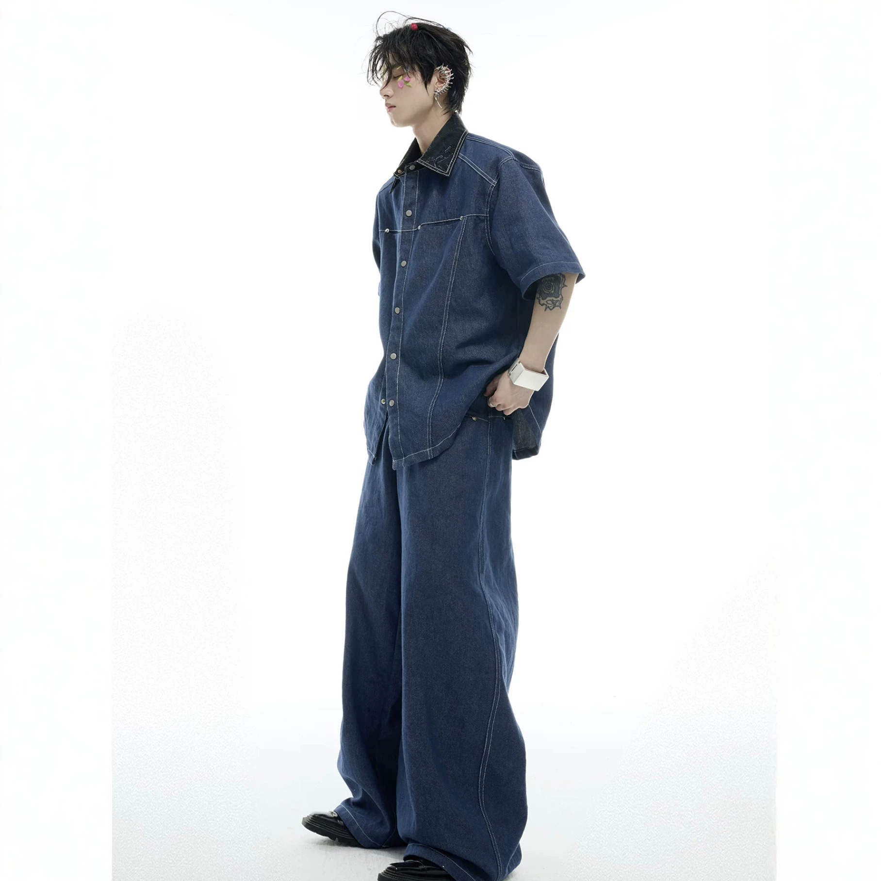 Summer Men's Denim Matching Se - Street Fashion Jeans ulasan dan harga