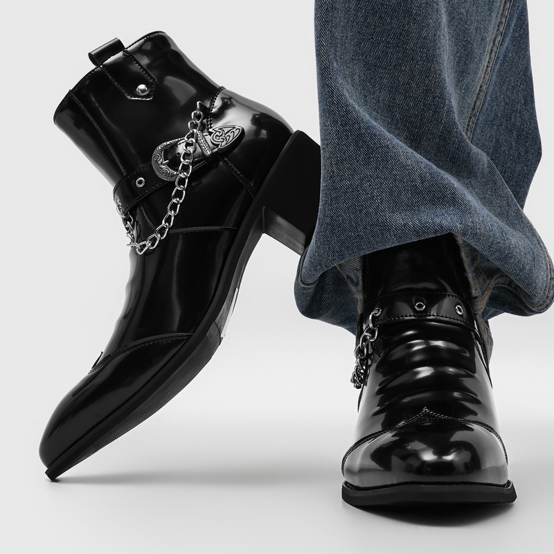 Popular Men Chain Chelsea Boot - Street Fashion High End ulasan dan harga