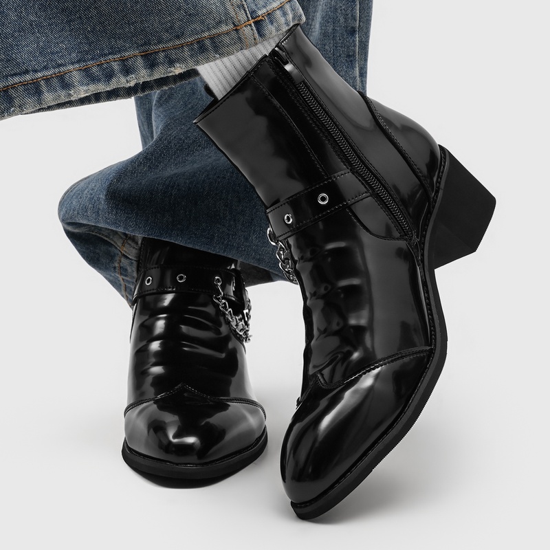 Popular Men Chain Chelsea Boot - Street Fashion High End ulasan dan harga