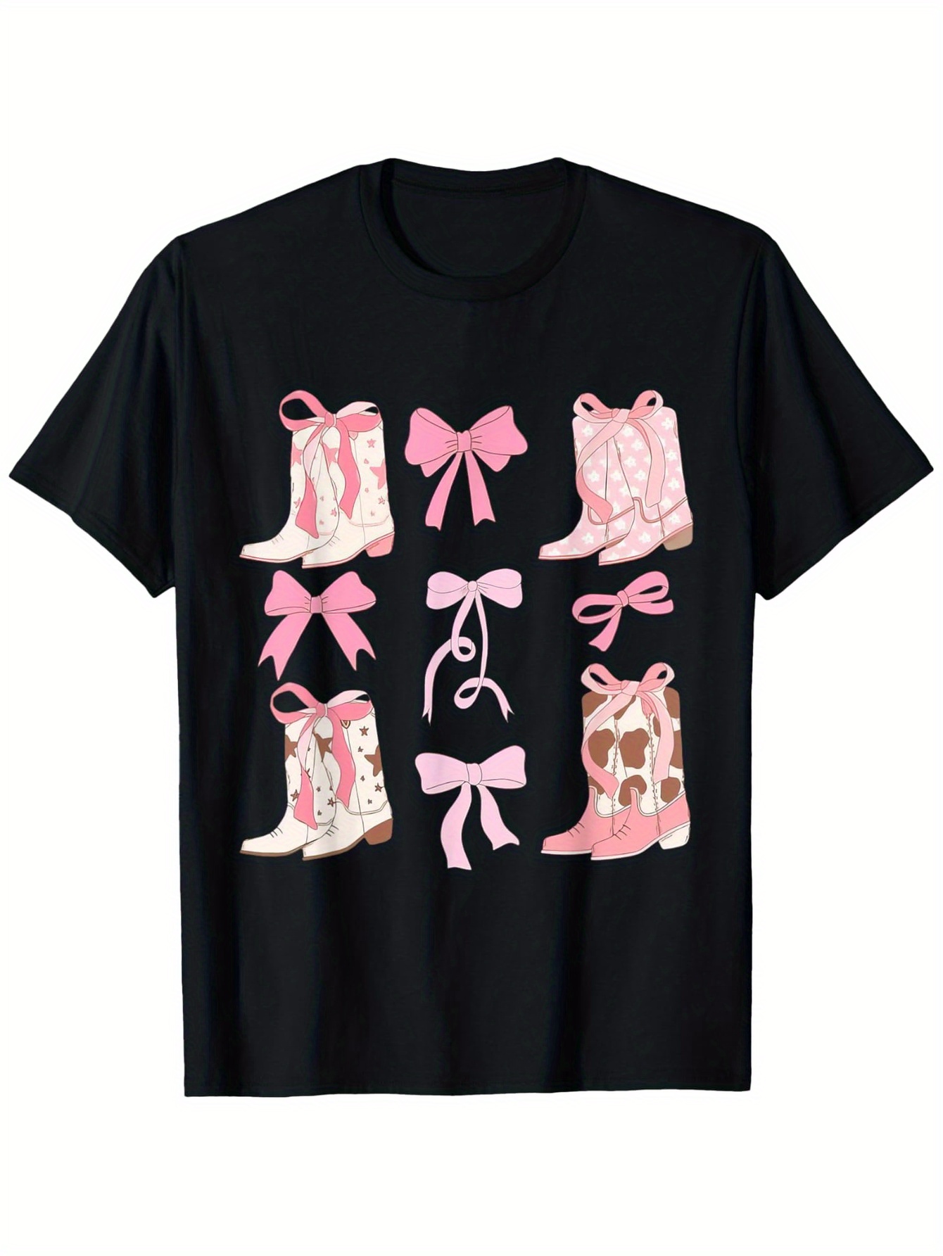 Coquette Pink Bow Cow Boots Ha - Street Fashion Co ulasan dan harga