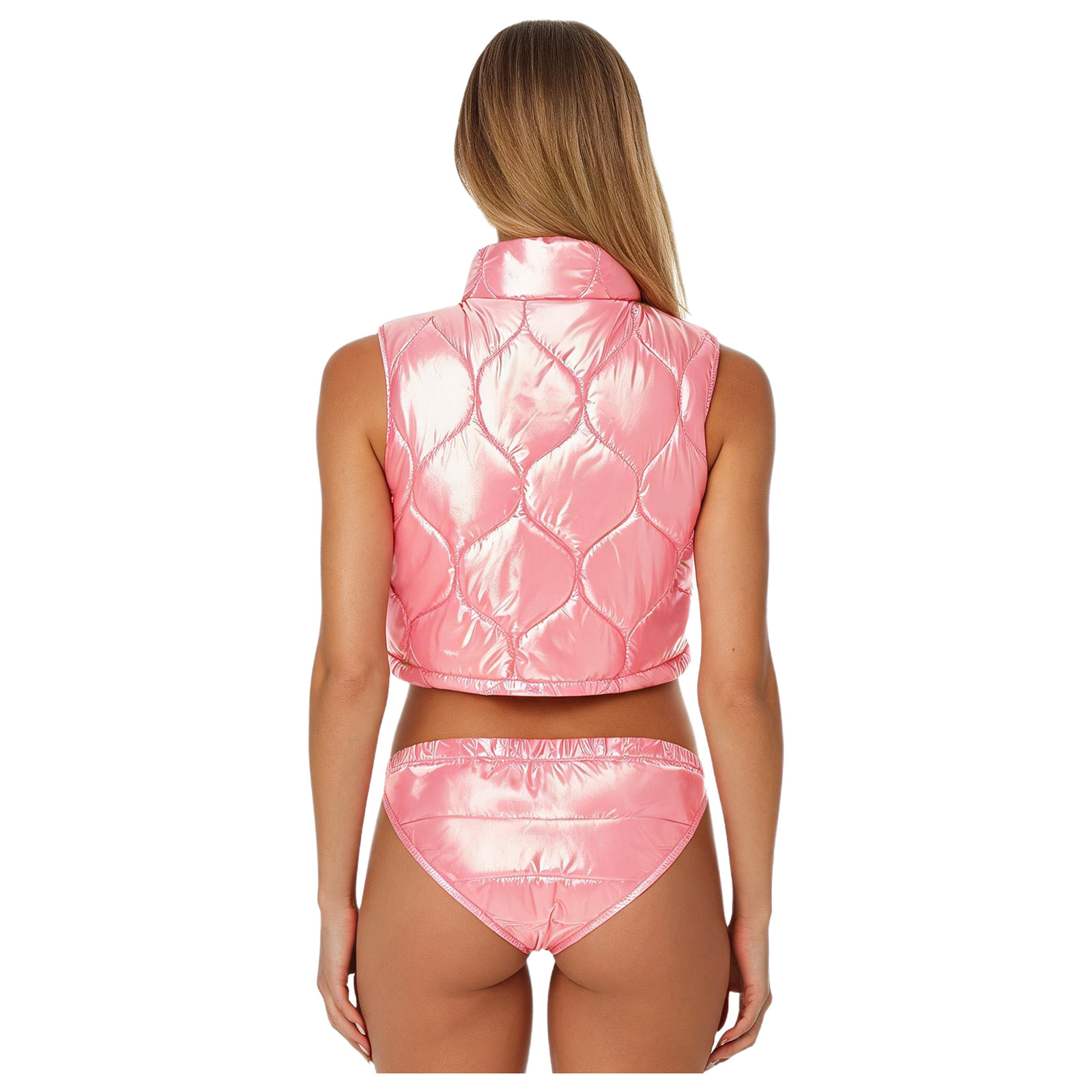Womens Ladies Shiny Quilted Pu - Puffer Vest Padded ulasan dan harga