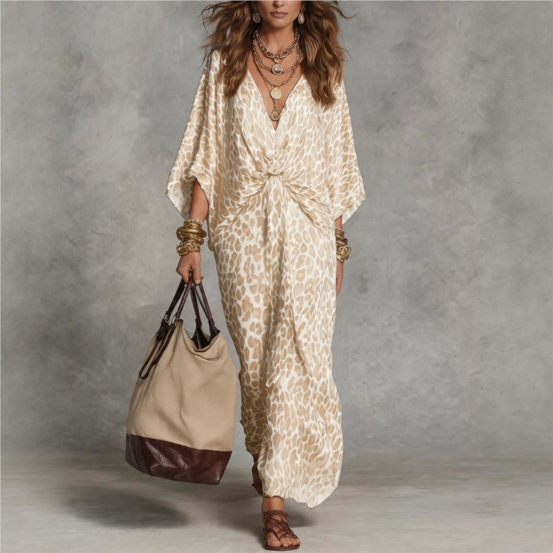Fashion Leopard Print Dress Se - Italy Fashion Street ulasan dan harga
