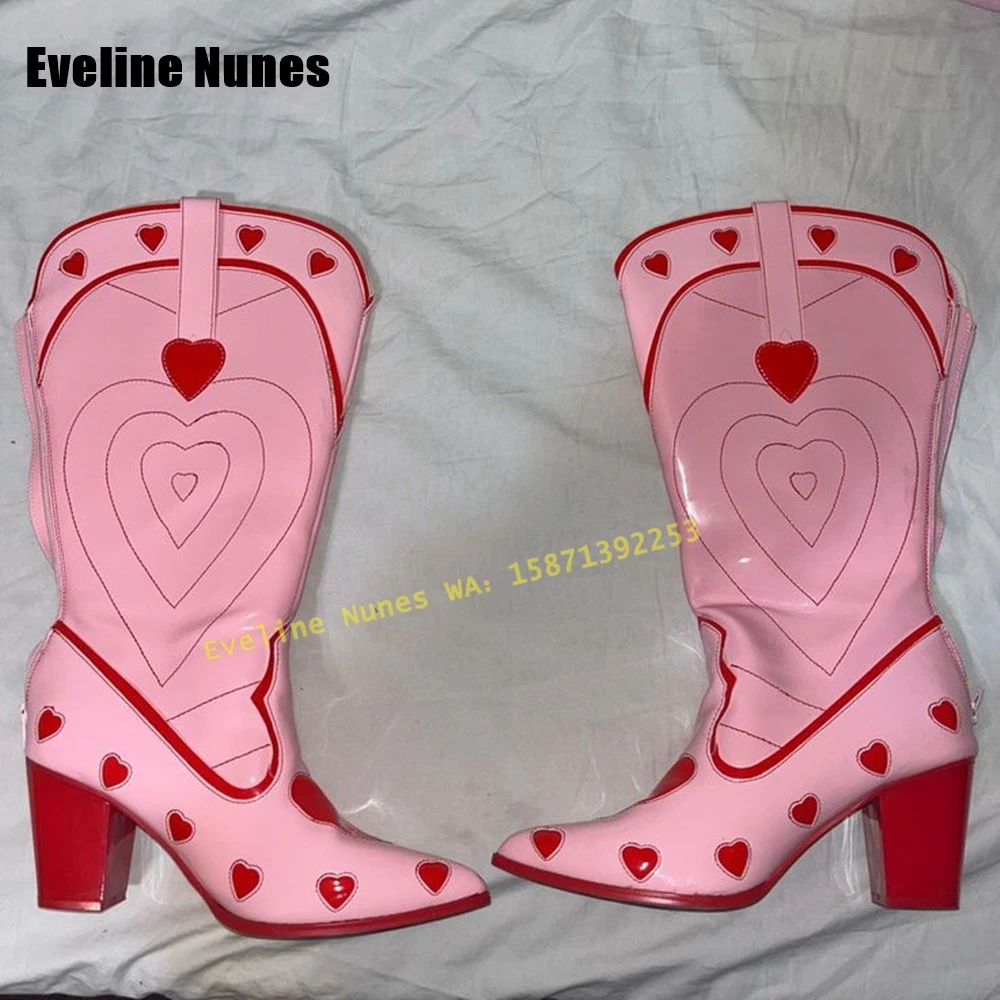 Pink Heart Space Cowgirl Boots - Street Fashion Female ulasan dan harga