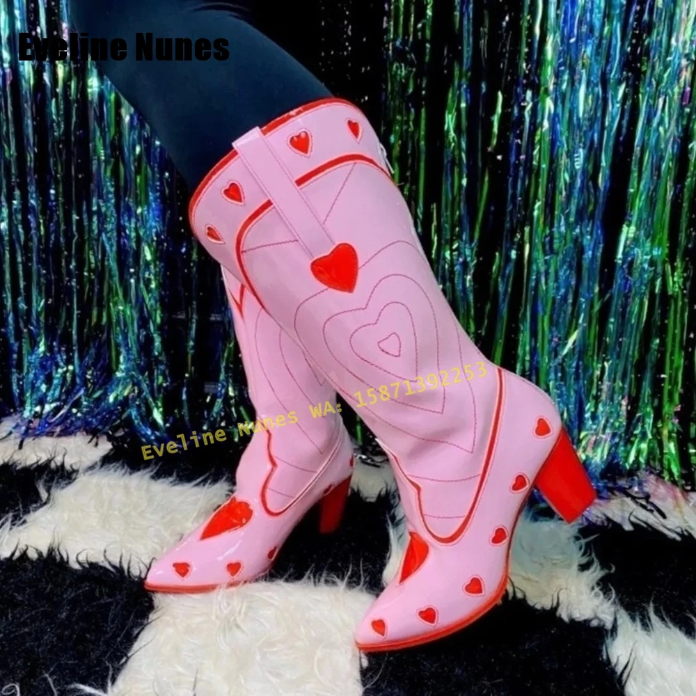 Pink Heart Space Cowgirl Boots - Street Fashion Female ulasan dan harga