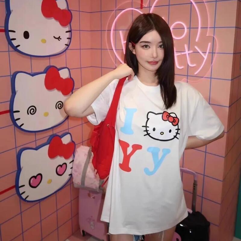 Short-Sleeved Sanrio Summer Pu - Street Fashion Tshirt ulasan dan harga