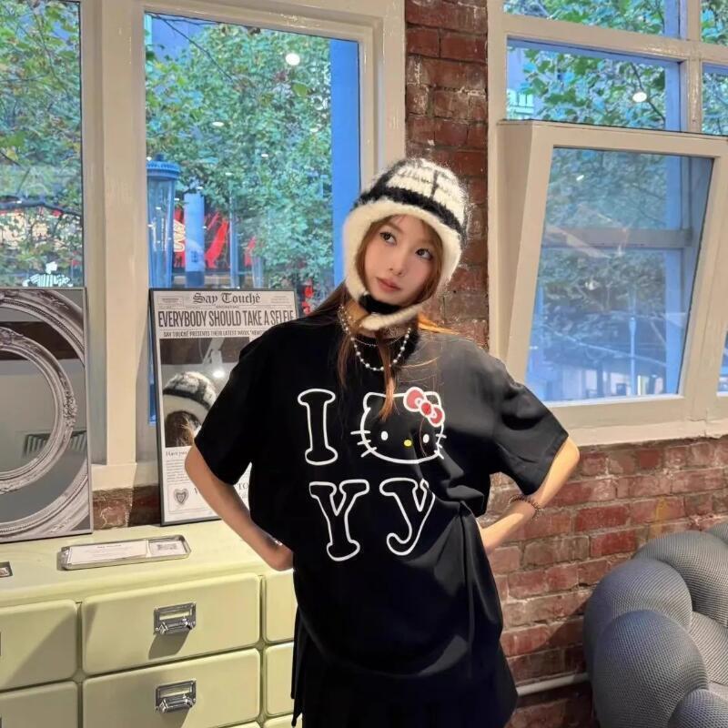 Short-Sleeved Sanrio Summer Pu - Street Fashion Tshirt ulasan dan harga