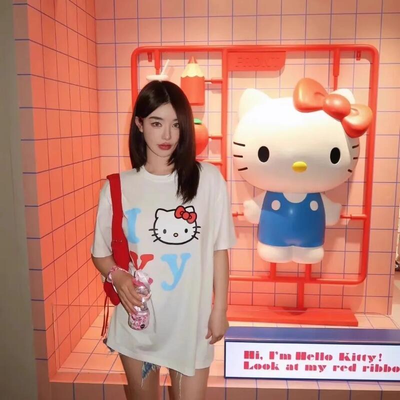 Short-Sleeved Sanrio Summer Pu - Street Fashion Tshirt ulasan dan harga