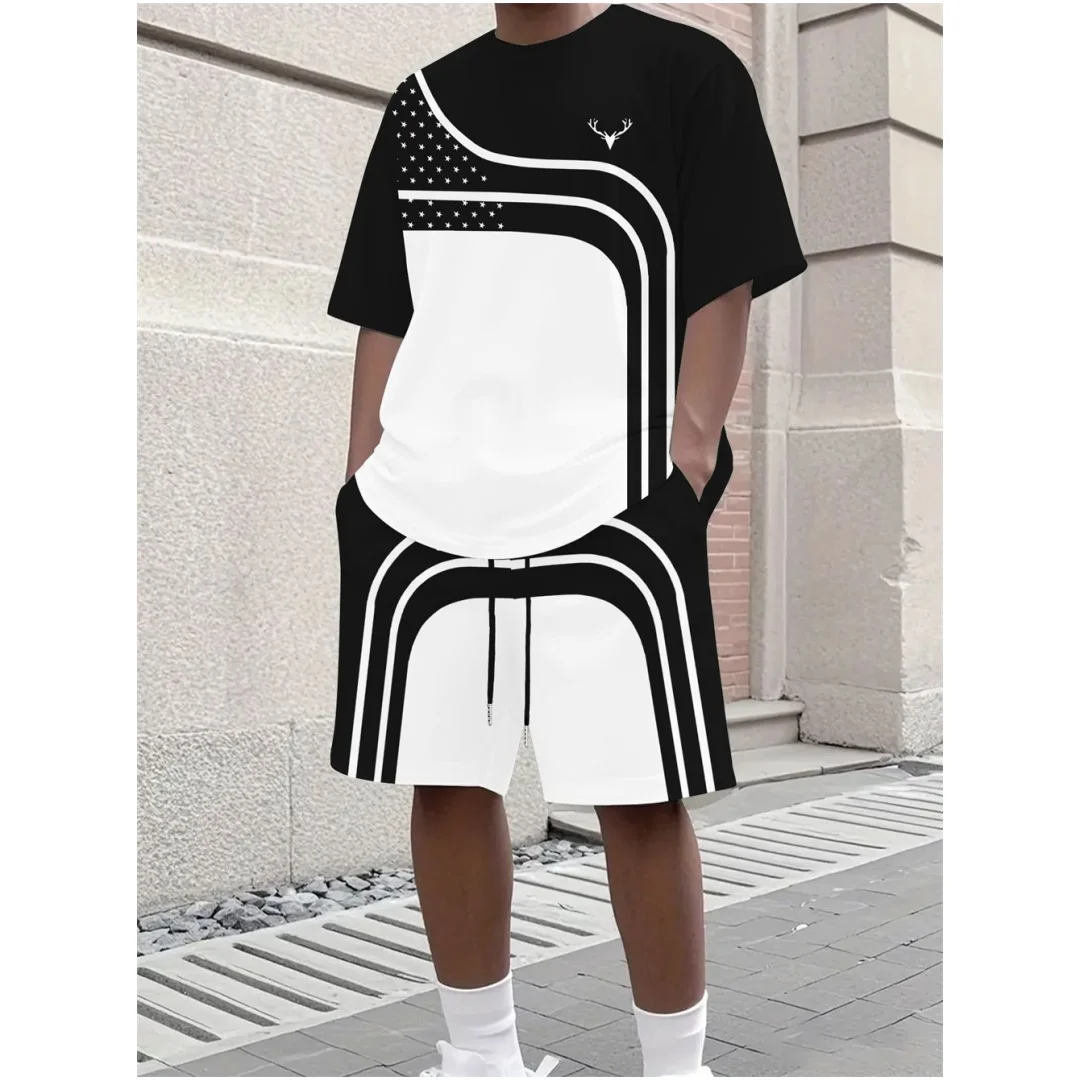 Fashion Summer Men's Stripe Pr - Street Fashion Tshirt ulasan dan harga