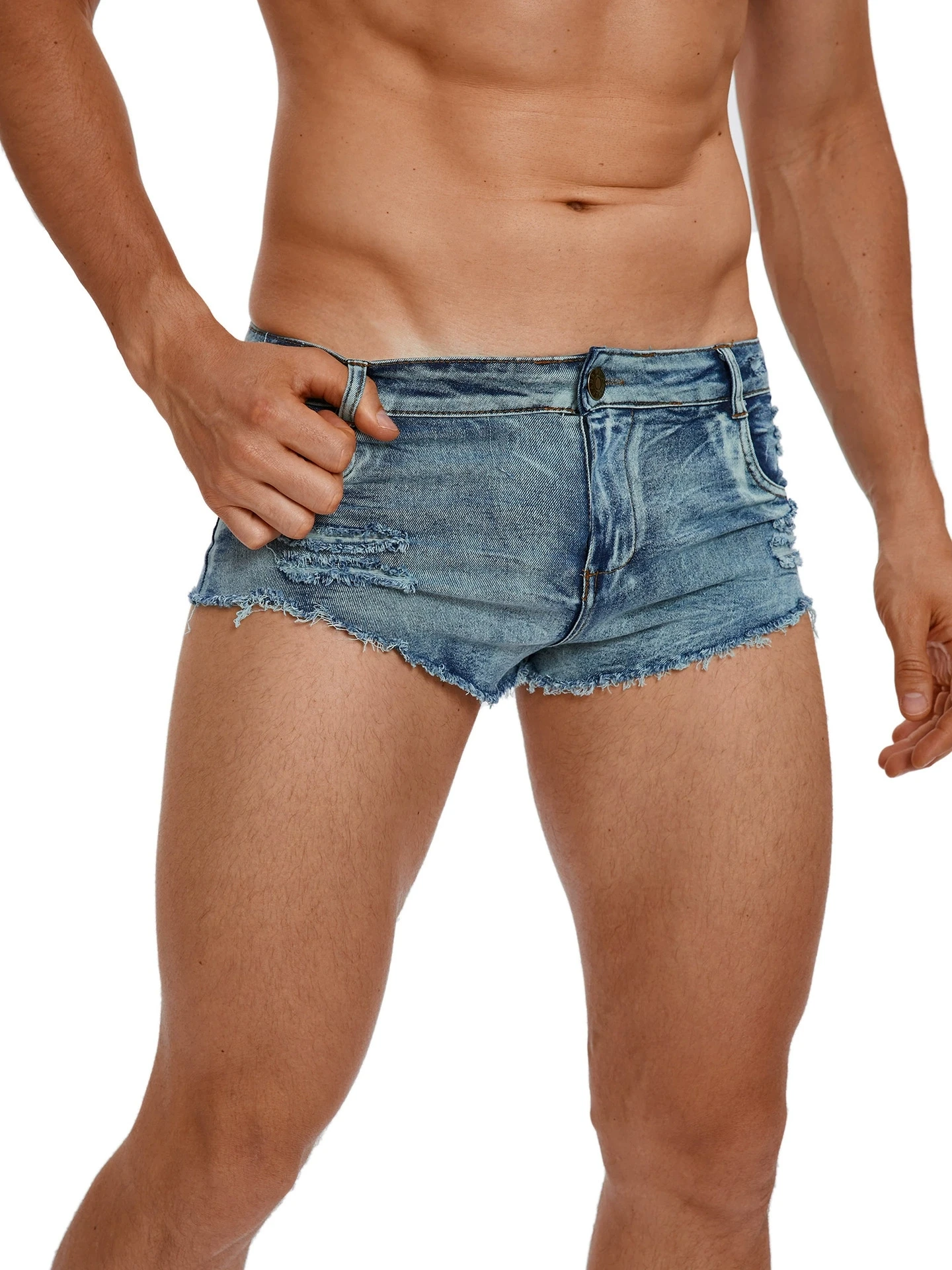 Men's Low Waist Jeans Shorts F - Street Fashion Jeans ulasan dan harga