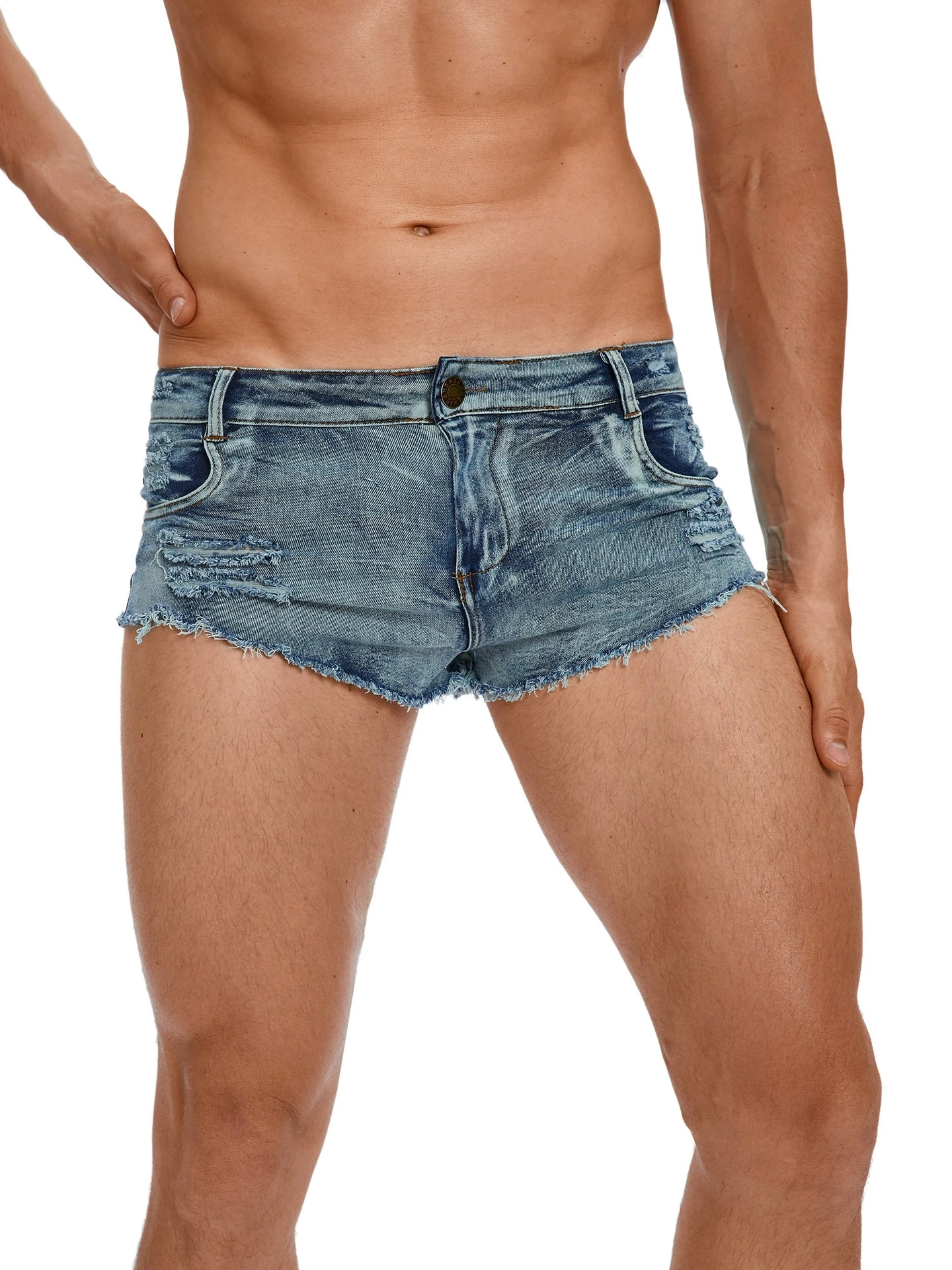 Men's Low Waist Jeans Shorts F - Street Fashion Jeans ulasan dan harga