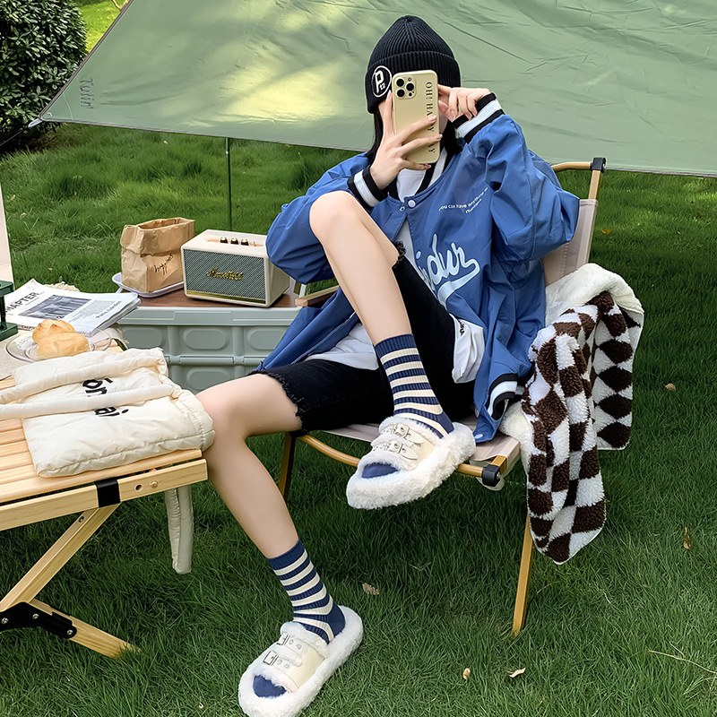 Autumn Women Sports Socks Stri - Street Fashion Youtube ulasan dan harga