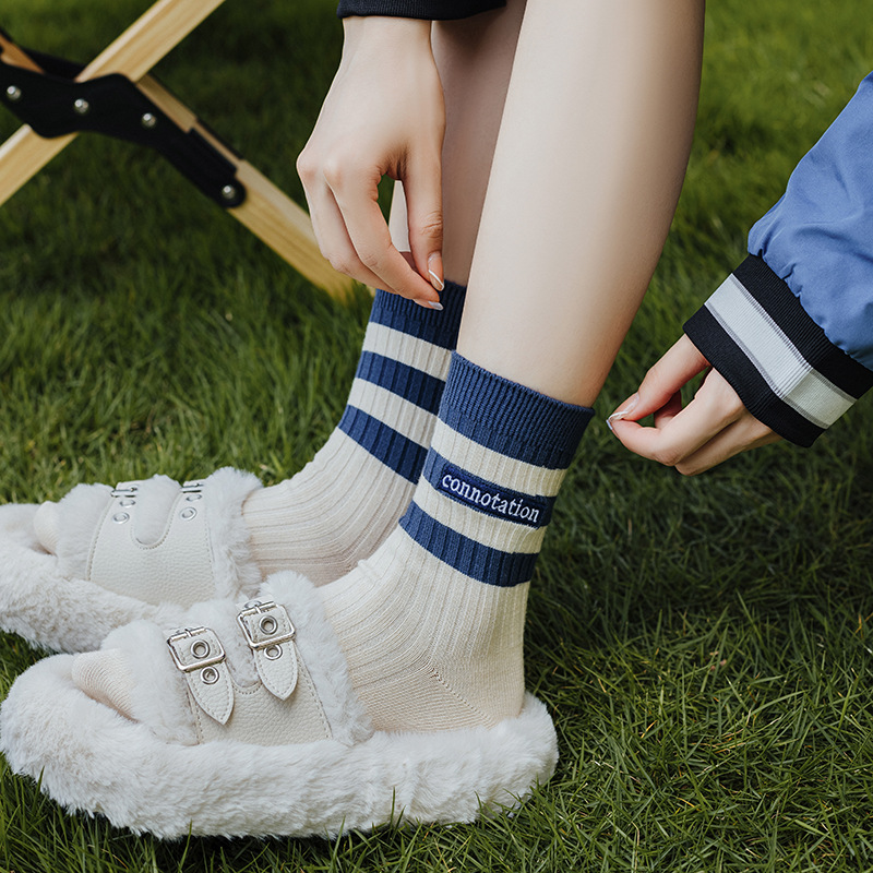 Autumn Women Sports Socks Stri - Street Fashion Youtube ulasan dan harga