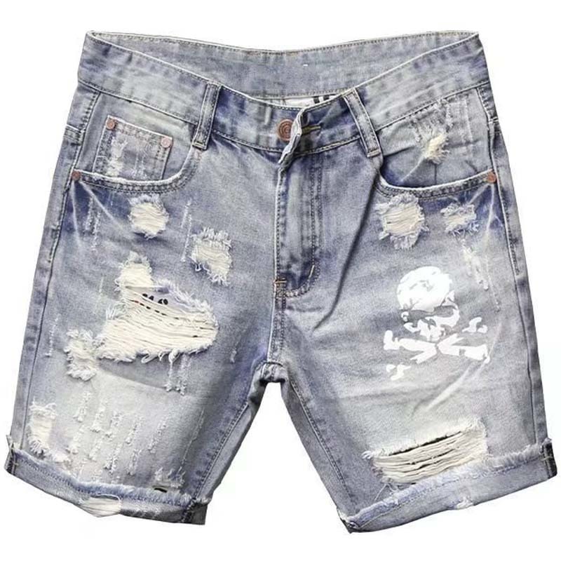 Summer Men's Worn Bead Hole Be - Street Fashion Jeans ulasan dan harga