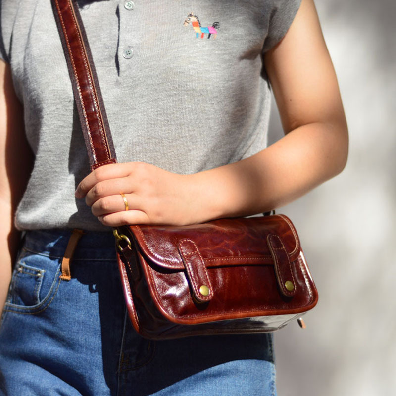 Leather Casual Retro Shoulder  - Street Fashion Com ulasan dan harga